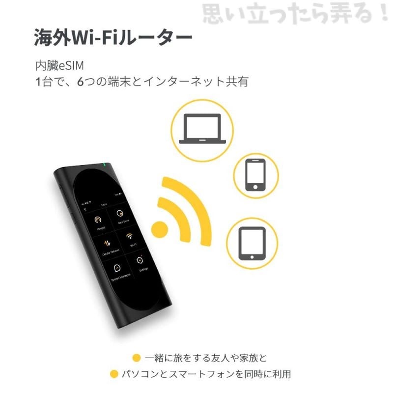 内蔵eSIMで海外Wi-Fiルーターとして使える