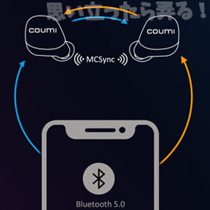 COUMI Ear Soul TWS-817Aは、左右同時伝送のMCSync 技術を採用