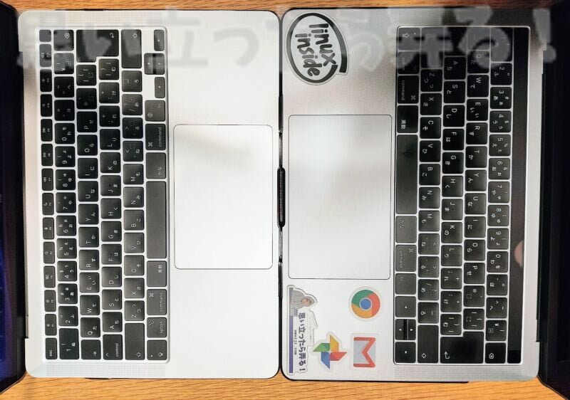M1 MacBook AirとIntel MacBook Proのキーボードを比較してみる