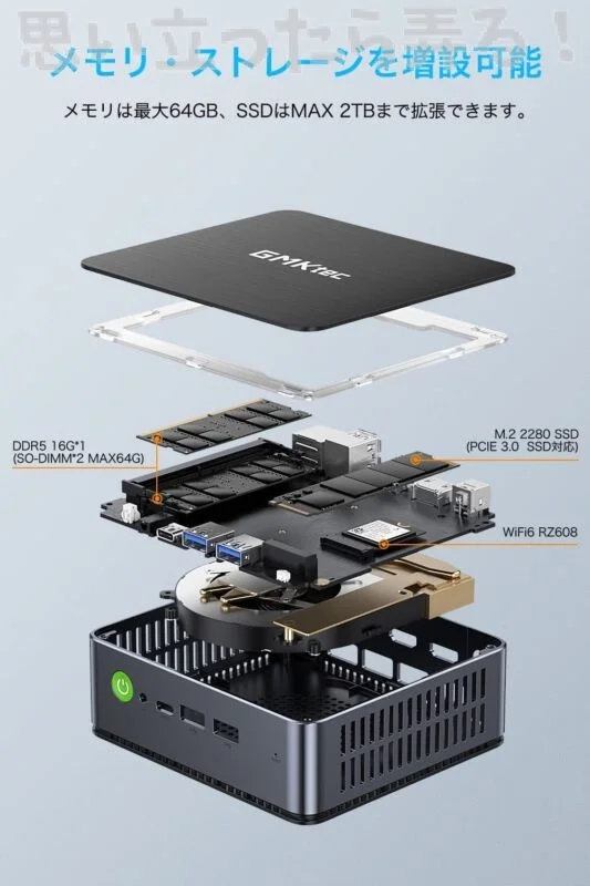 ミニPC NucBox K2, Ryzen 7 7735HS, 32GB, 1TB GMKtec AMD Ryzen 7 7735HS Mini PC--NucBox K2 309.99