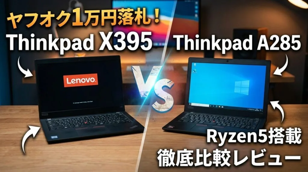 ヤフオクで1万円で落札したRyzen5ノートThinkpad X395とA285を比較