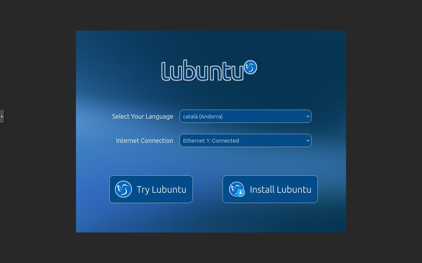 Lubuntu 26.04のインストール時に表示されるGRUB起動メニューの画面