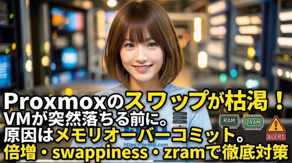 Proxmox スワップ枯渇対策のアイキャッチ画像(2026-08-15 新規)
